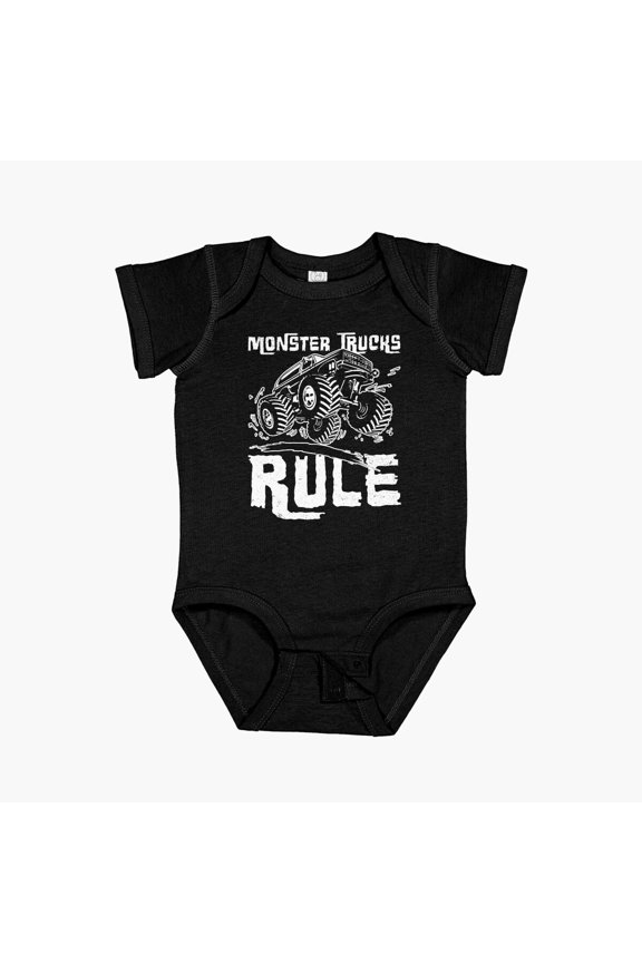 Monster Trucks Rule Jumping Short Sleeve Baby One-Piece, New Born, Baby Shower Gift, New Parents Gift