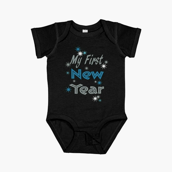 Luvly My First New Year - Blue And Silver Short Sleeve Baby One-Piece, New Born, Baby Shower Gift, New Parents Gift