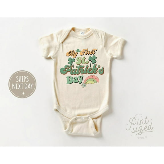 Luvly My First St. Patrick'S Day - Baby'S First St. Patricks Day Bodysuit - Cute Natural Baby , New Born, Baby Shower Gift, New Parents Gift