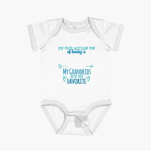 Luvly My Kids Accuse Me Of Having A Favorite Child Grandma T-Shirt Short Sleeve Baby One-Piece, New Born, Baby Shower Gift, New Parents Gift