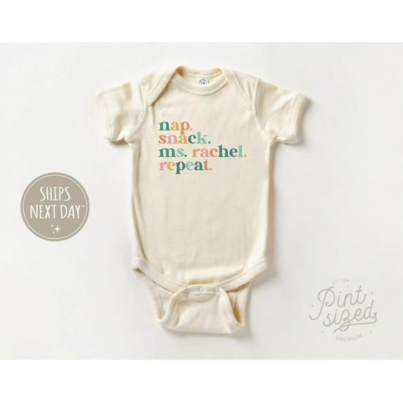 Luvly Nap, Snack, Ms. Rachel, Repeat Baby - Cute Baby Ms. Rachel Baby Bodysuit - Funny Natural Baby , New Born, Baby Shower Gift, New Parents Gift