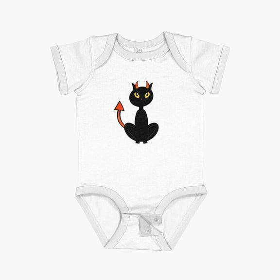Luvly Naughty Cat With Horns Short Sleeve Baby One-Piece, New Born, Baby Shower Gift, New Parents Gift