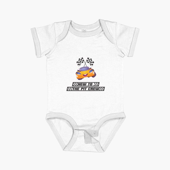 Luvly New To The Pit Crew Short Sleeve Baby One-Piece, New Born, Baby Shower Gift, New Parents Gift