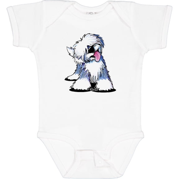 Luvly Old English Sheepdog Baby Bodysuit - Kiniart Oes Sheepdogs Dog Dogs, New Born, Baby Shower Gift, New Parents Gift