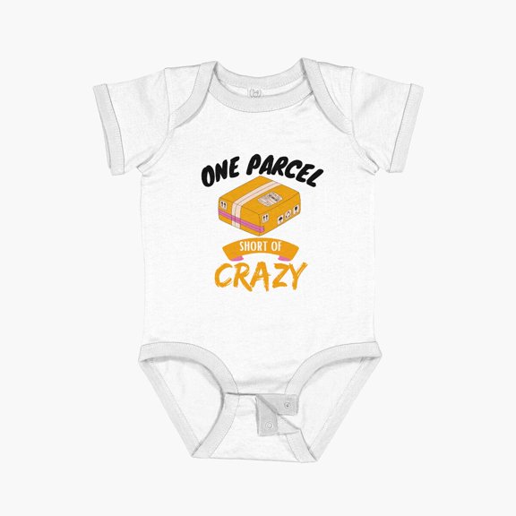 Luvly One Parcel Short Of Crazy Short Sleeve Baby One-Piece, New Born, Baby Shower Gift, New Parents Gift