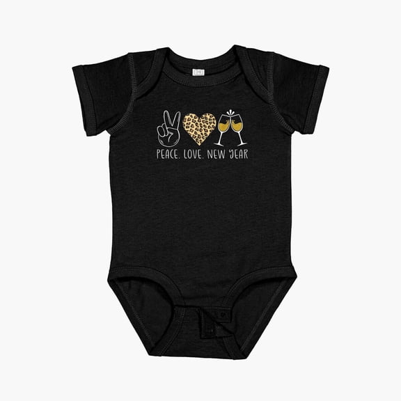 Luvly Peace Love Happy New Years Eve Party Matching T-Shirt Short Sleeve Baby One-Piece, New Born, Baby Shower Gift, New Parents Gift