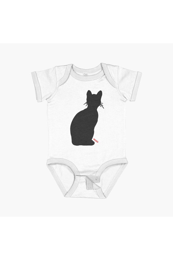 Pop Cat - Back Side - Black Short Sleeve Baby One-Piece, New Born, Baby Shower Gift, New Parents Gift