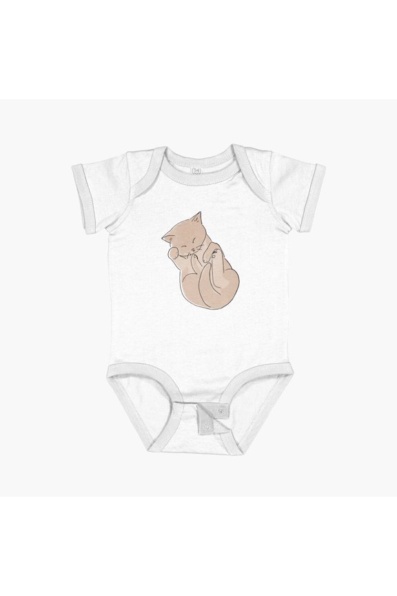 Pop Cat Short Sleeve Baby One-Piece, New Born, Baby Shower Gift, New Parents Gift