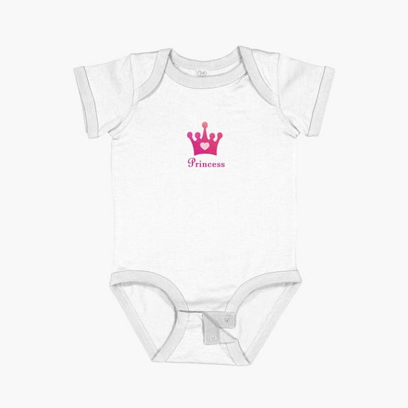 Luvly Princess With A Pink Crown And Heart In A Purple Background Short Sleeve Baby One-Piece, New Born, Baby Shower Gift, New Parents Gift