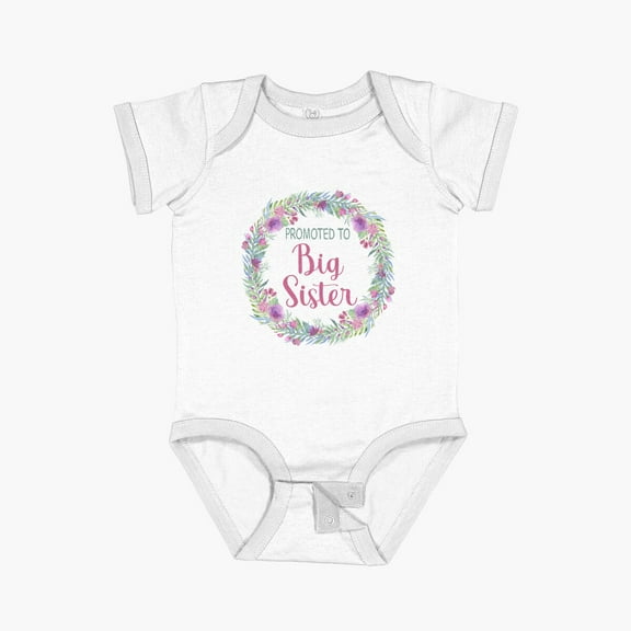 Luvly Promoted To Big Sister T-Shirt - Toddler Pink Water Color Flower Wreath Shirt Short Sleeve Baby One-Piece, New Born, Baby Shower Gift, New Parents Gift