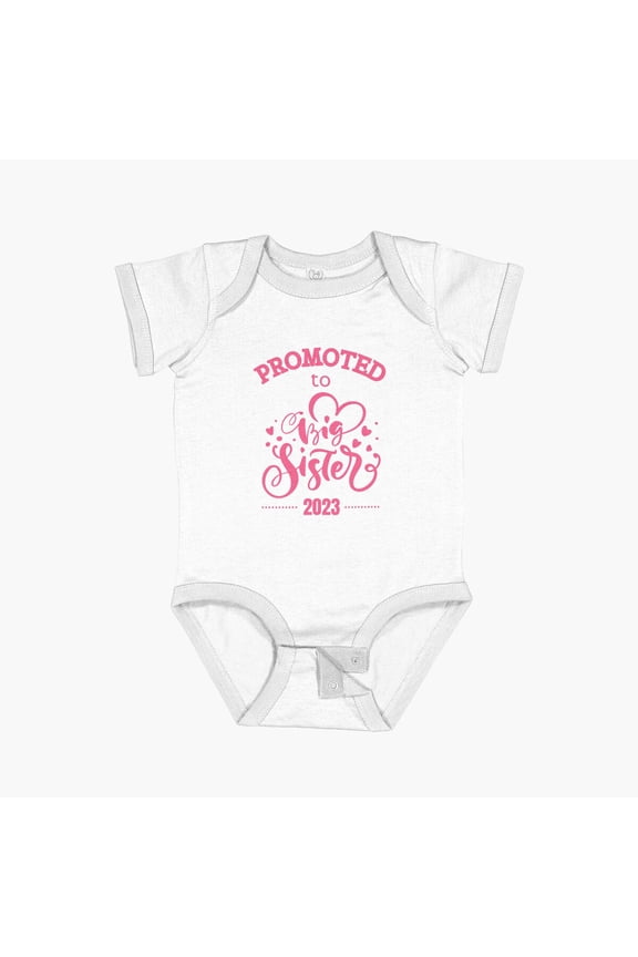 Promoted To Big Sister 2023 Hearts Short Sleeve Baby One-Piece, New Born, Baby Shower Gift, New Parents Gift