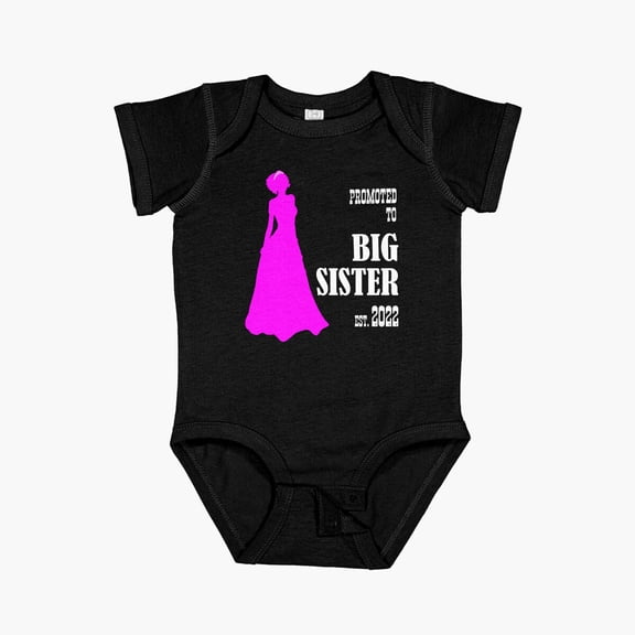 Luvly Promoted To Big Sister - Est. 2022 Short Sleeve Baby One-Piece, New Born, Baby Shower Gift, New Parents Gift