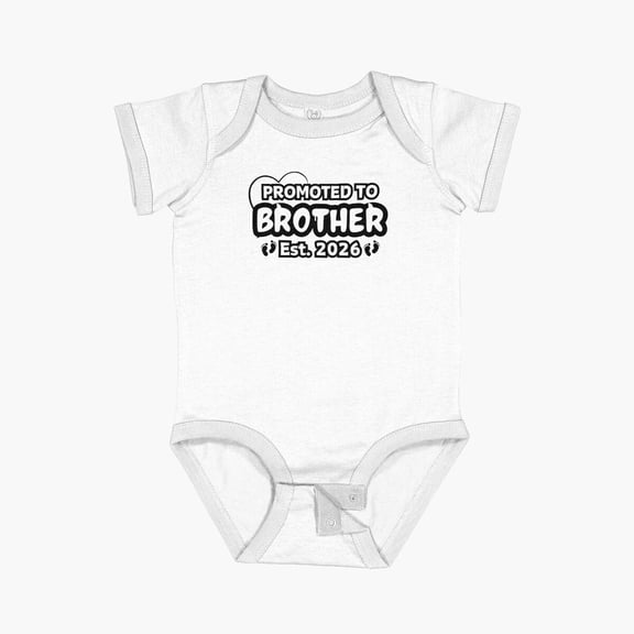 Luvly Promoted To Brother Est. 2026 Short Sleeve Baby One-Piece, New Born, Baby Shower Gift, New Parents Gift