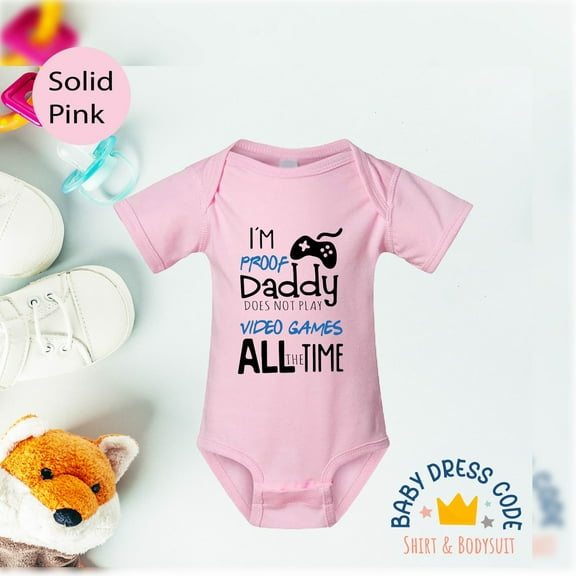 Luvly I'M Proof Daddy Doesn'T Always Play Video Games, Cute Dad Toddler Shirt, Game Lover Dad Baby Bodysuit, Funny Gamer Dad Gift , New Born, Baby Shower Gift, New Parents Gift