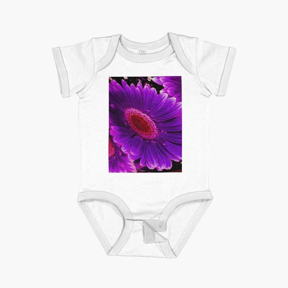 Luvly Purple Papasan Flower Chair Short Sleeve Baby One-Piece, New Born, Baby Shower Gift, New Parents Gift