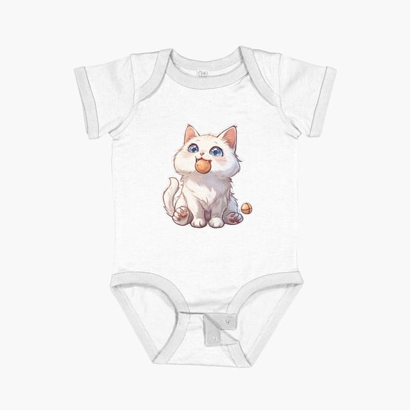 Luvly Purrcraft - Mischievous Cartoon Cat - C Short Sleeve Baby One-Piece, New Born, Baby Shower Gift, New Parents Gift