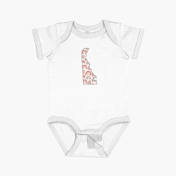 Luvly Rainbow Delaware Outline Short Sleeve Baby One-Piece, New Born, Baby Shower Gift, New Parents Gift