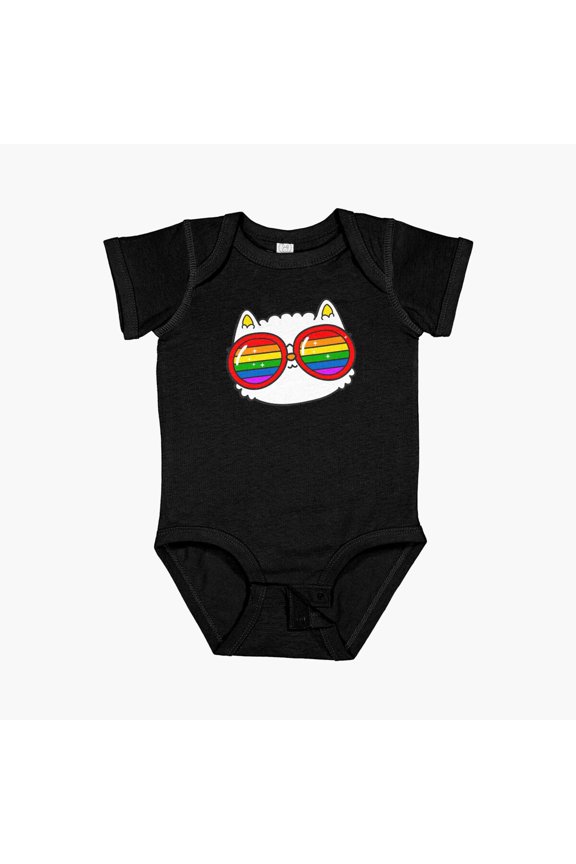 Rainbow Face Kitty Short Sleeve Baby One-Piece, New Born, Baby Shower Gift, New Parents Gift
