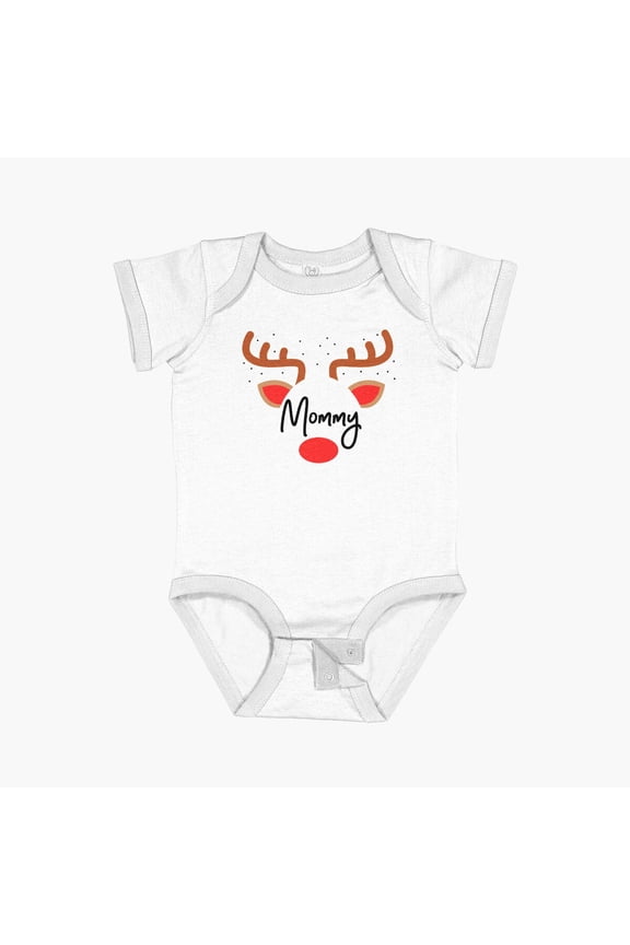 Rudolph Reindeer Set Christmas Matching T-Shirts Short Sleeve Baby One-Piece, New Born, Baby Shower Gift, New Parents Gift