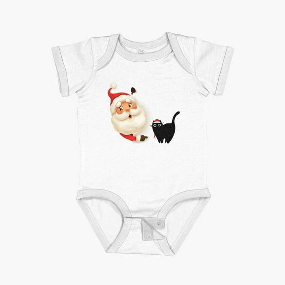 Luvly Santa’S Naughty Or Nice Cat Short Sleeve Baby One-Piece, New Born, Baby Shower Gift, New Parents Gift