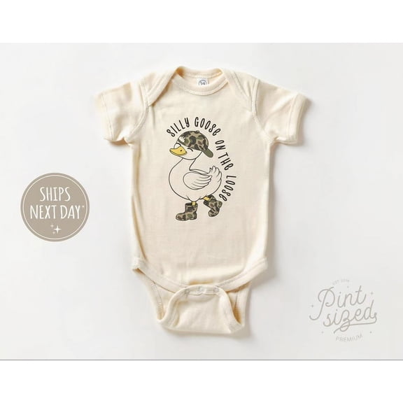 Luvly Silly Goose On The Loose Boys Funny Kids Cute Boys Natural Baby , New Born, Baby Shower Gift, New Parents Gift
