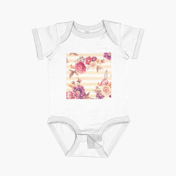 Luvly Soft Pastel Flowers Short Sleeve Baby One-Piece, New Born, Baby Shower Gift, New Parents Gift