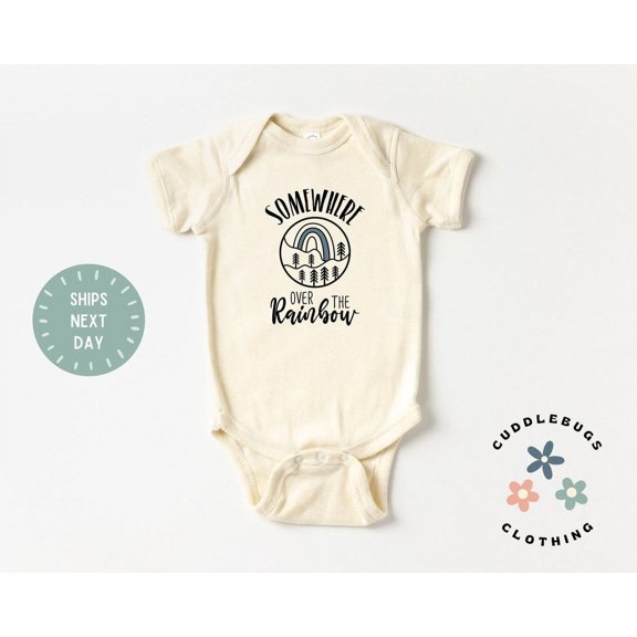 Luvly Somewhere Over The Rainbow Baby Onesies® Bodysuit - Rainbow Baby Bodysuit - Baby Shower Gift - New Baby Boy Girl - Natural Baby Bodysuit, New Born, Baby Shower Gift, New Parents Gift