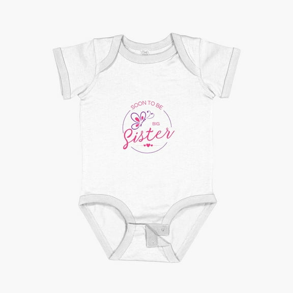 Luvly Soon To Be Big Sister New Baby Hearts Butterfly Short Sleeve Baby One-Piece, New Born, Baby Shower Gift, New Parents Gift