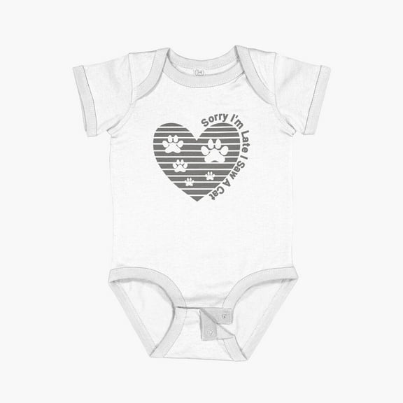 Luvly Sorry I'M Late I Saw A Cat Short Sleeve Baby One-Piece, New Born, Baby Shower Gift, New Parents Gift