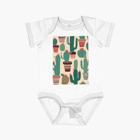 Luvly Southwestern Art Boho Chic Botanical Plants Succulents Cactus Short Sleeve Baby One-Piece, New Born, Baby Shower Gift, New Parents Gift