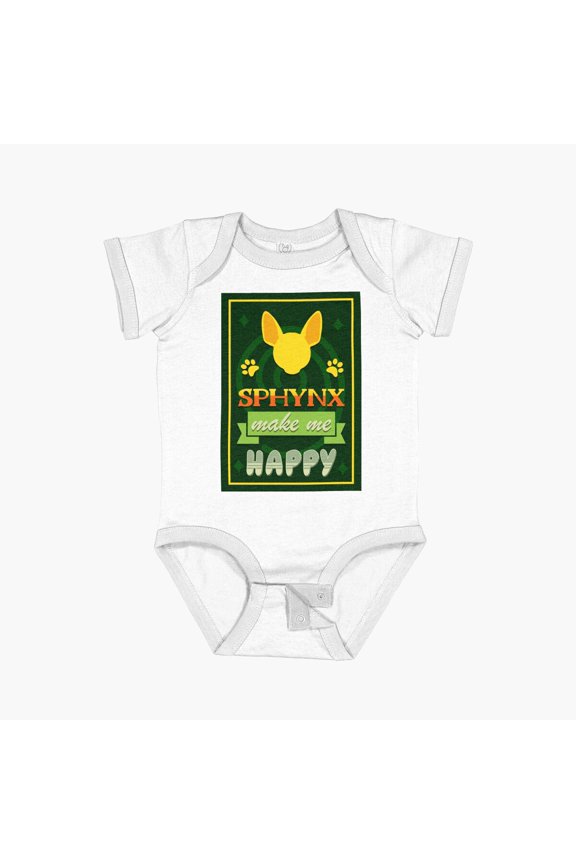 Sphinx Make Me Happy Short Sleeve Baby One-Piece, New Born, Baby Shower Gift, New Parents Gift