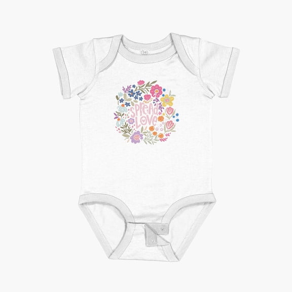 Luvly Spread Love Boho Floral, Flowers, Peace Short Sleeve Baby One-Piece, New Born, Baby Shower Gift, New Parents Gift