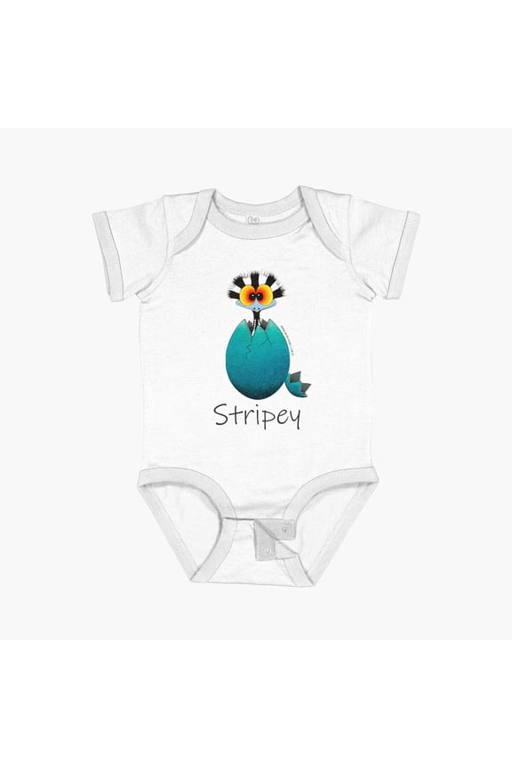 Stripey Hatching Short Sleeve Baby One-Piece, New Born, Baby Shower Gift, New Parents Gift