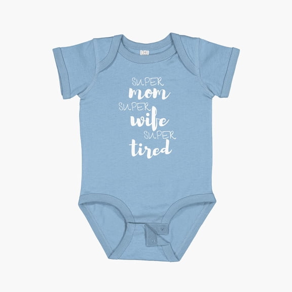 Luvly Super Mom Super Wife Super Tired Short Sleeve Baby One-Piece, New Born, Baby Shower Gift, New Parents Gift
