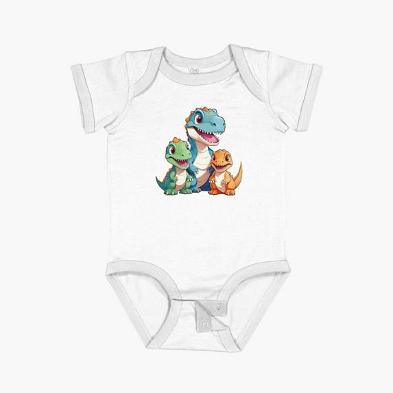 Luvly T-Rex Dinosaur Family Short Sleeve Baby One-Piece, New Born, Baby Shower Gift, New Parents Gift