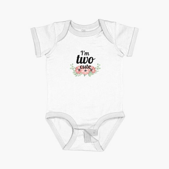 Luvly Too Cute 2Nd Birthday Floral Design Short Sleeve Baby One-Piece, New Born, Baby Shower Gift, New Parents Gift