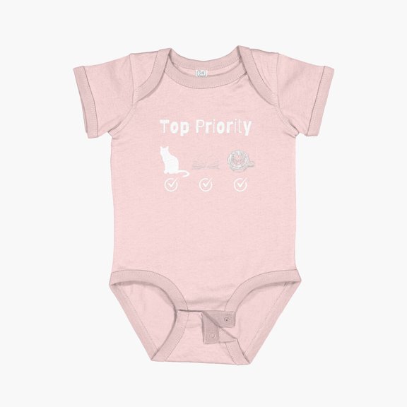 Luvly Top Priority White Short Sleeve Baby One-Piece, New Born, Baby Shower Gift, New Parents Gift