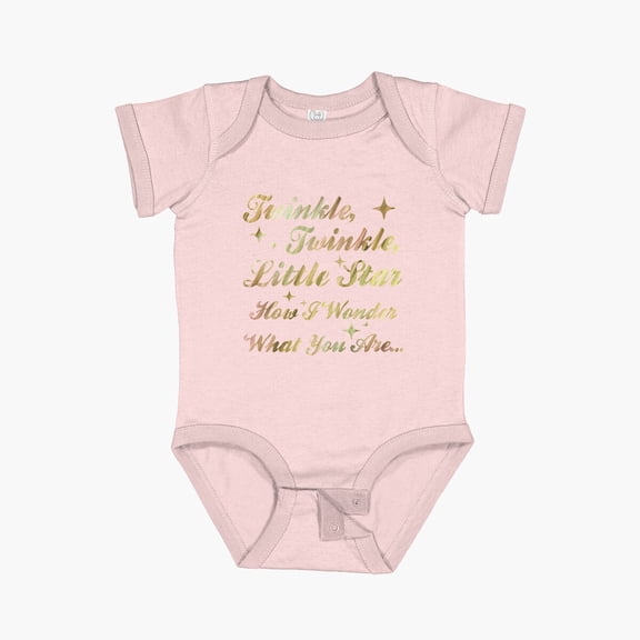 Luvly Twinkle, Twinkle, Little Star (Gold Sparkle) Short Sleeve Baby One-Piece, New Born, Baby Shower Gift, New Parents Gift