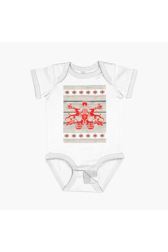 Ugliest Rustic Snowflakes Boho Primitive Christmas Nordic Reindeer Short Sleeve Baby One-Piece, New Born, Baby Shower Gift, New Parents Gift