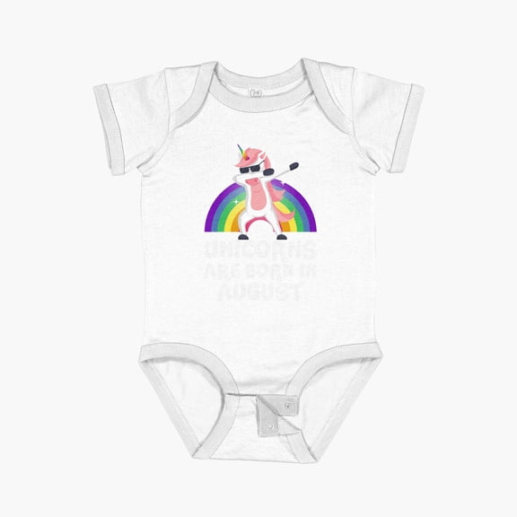 Luvly Unicorns Are Born In August Cute Dabbing Unicorn Birthday Gift Short Sleeve Baby One-Piece, New Born, Baby Shower Gift, New Parents Gift