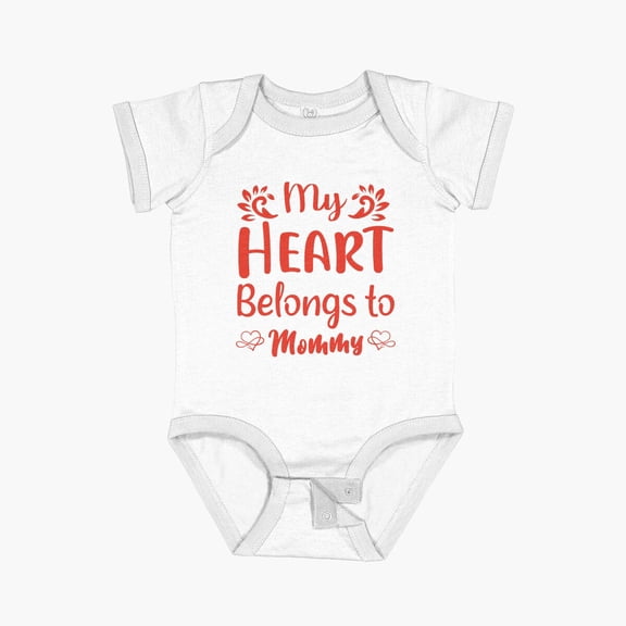 Luvly Valentines Day Gifts My Heart Belongs To Mommy Short Sleeve Baby One-Piece, New Born, Baby Shower Gift, New Parents Gift