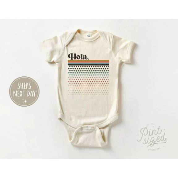 Luvly Vintage Hola Baby - Cinco De Mayo Bodysuit - Natural Baby , New Born, Baby Shower Gift, New Parents Gift