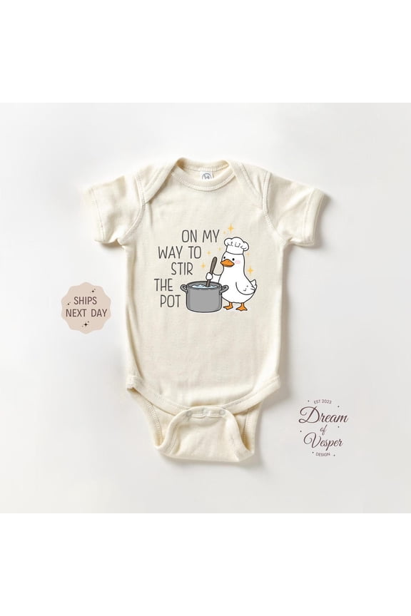 On My Way To Stir The Pot, Sarcastic Duck Baby Bodysuit, Silly Goose Baby, Funny Baby Onesie, Natural Baby Onesie, Best Gift, New Born, Baby Shower Gift, New Parents Gift