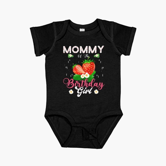 Luvly Womens Mommy Of The Birthday Girls Strawberry Theme Sweet Party Short Sleeve Baby One-Piece, New Born, Baby Shower Gift, New Parents Gift