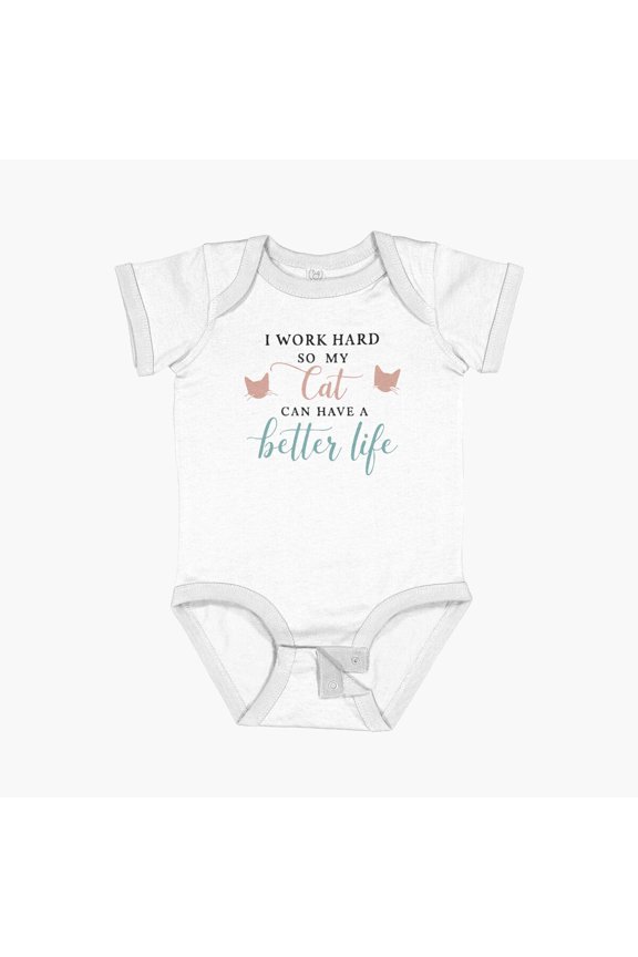 Working Hard For My Cat Short Sleeve Baby One-Piece, New Born, Baby Shower Gift, New Parents Gift