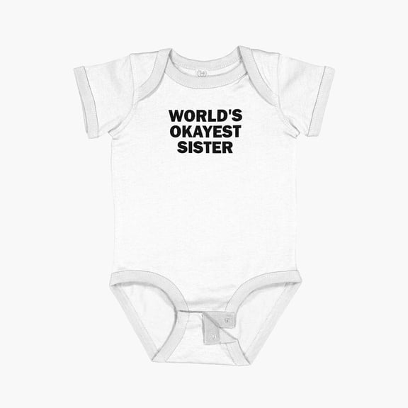 Luvly World'S Okayest Sister Short Sleeve Baby One-Piece, New Born, Baby Shower Gift, New Parents Gift