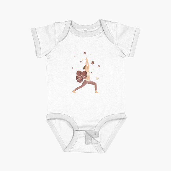 Luvly Yoga Health And Wellness Minimal Boho Illustration Short Sleeve Baby One-Piece, New Born, Baby Shower Gift, New Parents Gift