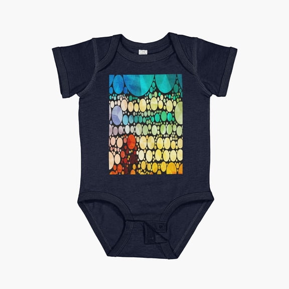 Luvly1980S Beige Orange Turquoise Teal Dots Mid Century Modern Short Sleeve Baby One-Piece, New Born, Baby Shower Gift, New Parents Gift