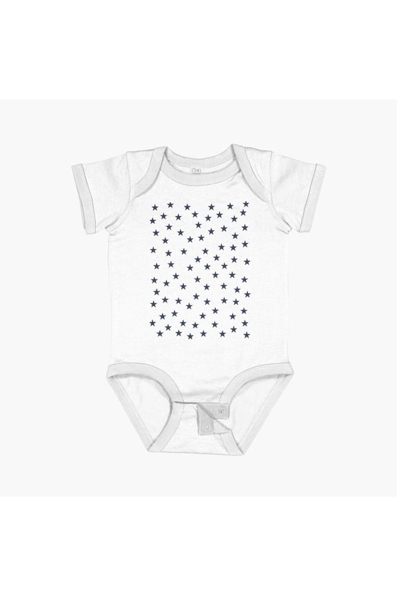 65012-41P, Navy Blue, Random Stars, Short Sleeve Baby One-Piece, New Born, Baby Shower Gift, New Parents Gift