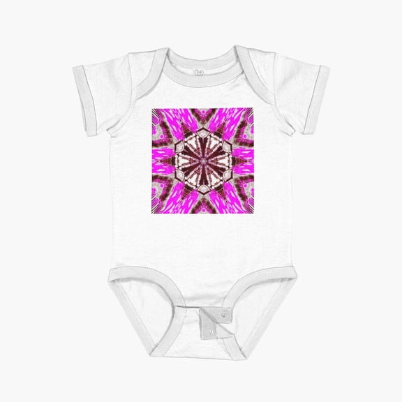 LuvlyA Pink Kaleidoscope Short Sleeve Baby One-Piece, New Born, Baby Shower Gift, New Parents Gift